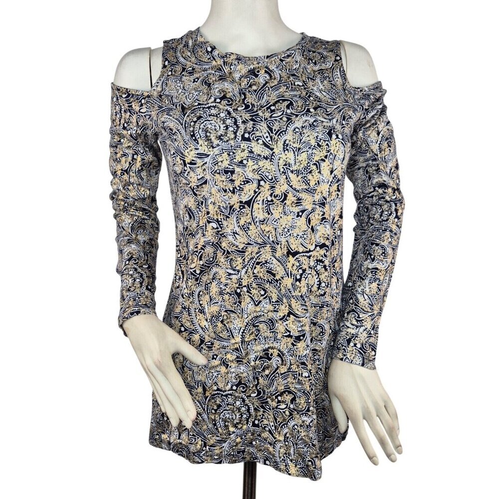 Michael Michael Kors Women's Tunic Top Size S Metallic Gold Cold-shoulder (44)